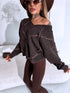 Knitted sweater "GLITTER BOW MO-4006" - CHOCO